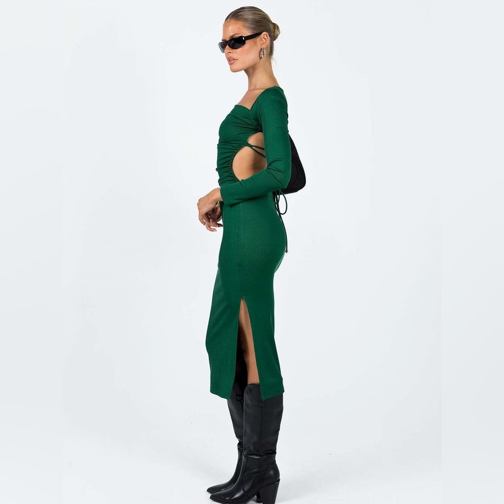 Princess Polly ESPLIN LONG SLEEVE MIDI DRESS GREEN